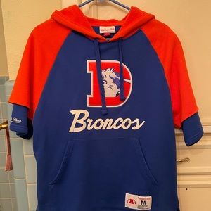 Mitchell & Ness 3/4 sleeves Denver Broncos Orange & Blue Hoodie